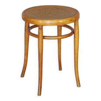 Tabouret bistrot assise "étoile" teinte merisier; hauteur:52 cm