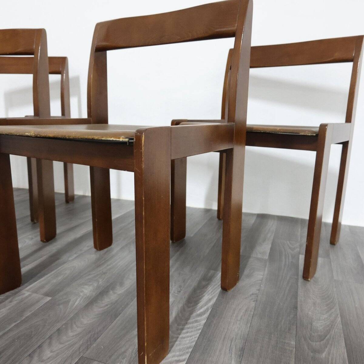 Chaises en bois vintage, années 1960, ensemble de 4
