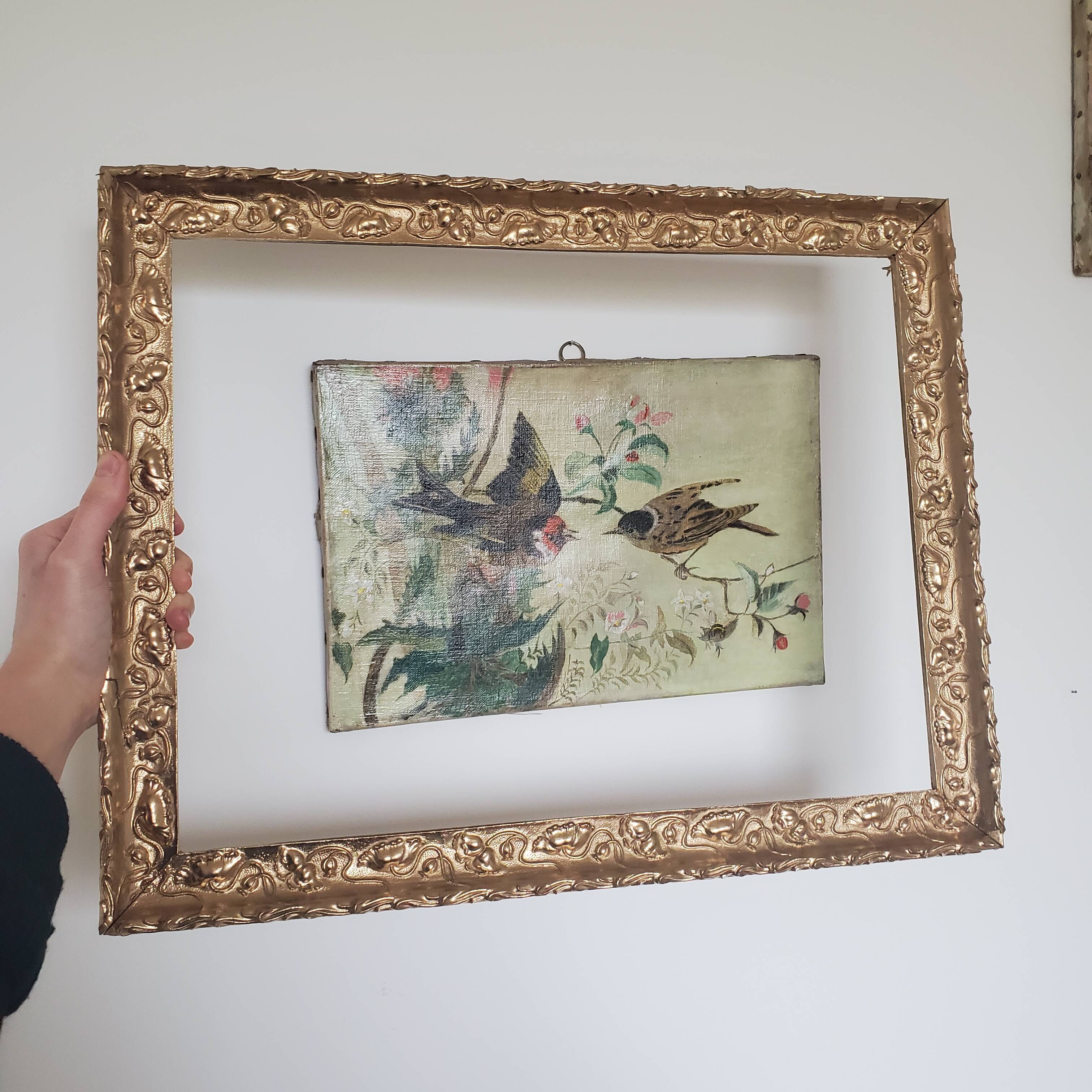 Large old gilded wooden frame