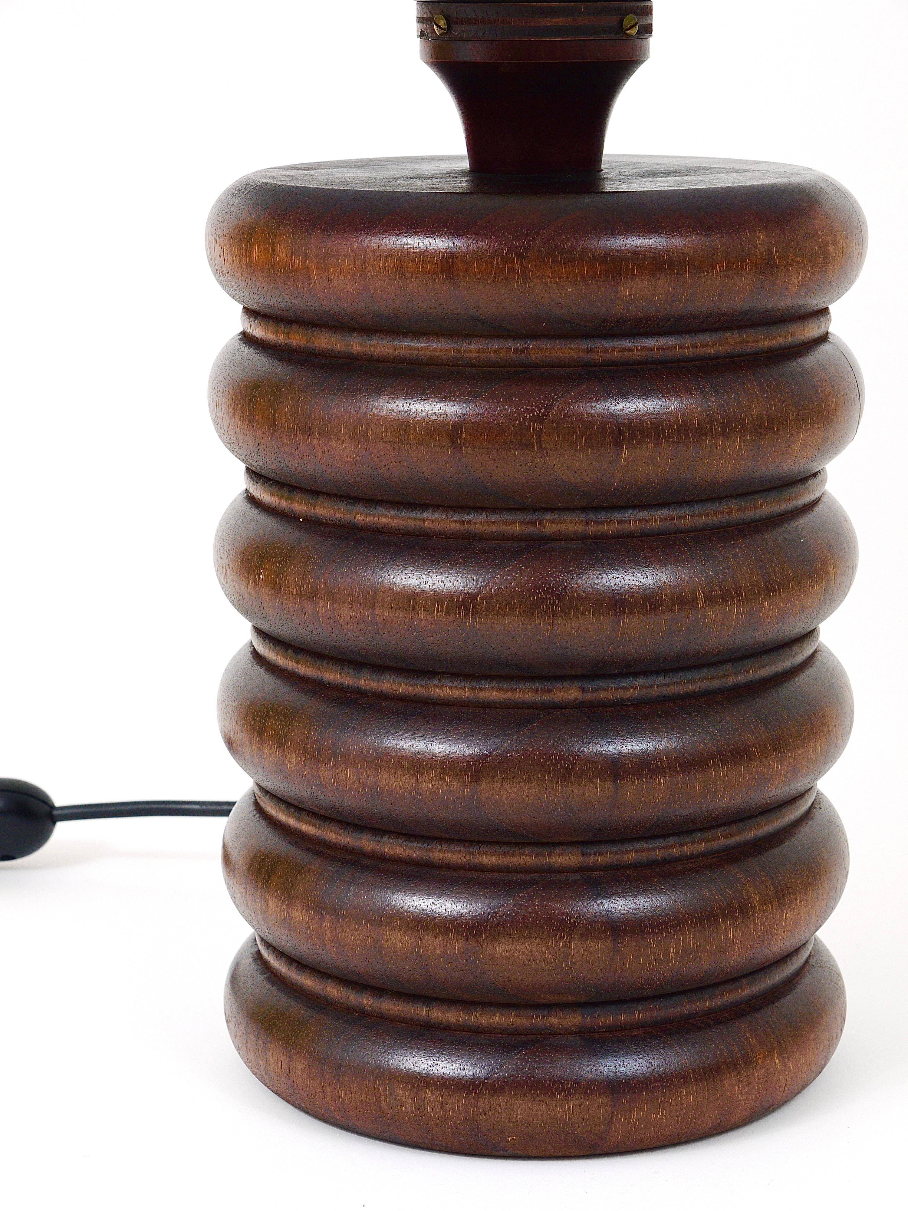 Mid-century table or accent lamp, turned wooden base, Sweden, 1970s