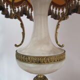 Grande lampe ancienne en albâtre et bronze