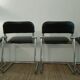 Set of 4 chairs black vintage chrome and leatherette