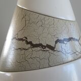 François chatain conical ceramic lamp with asymmetrical pattern brown and cream 1980