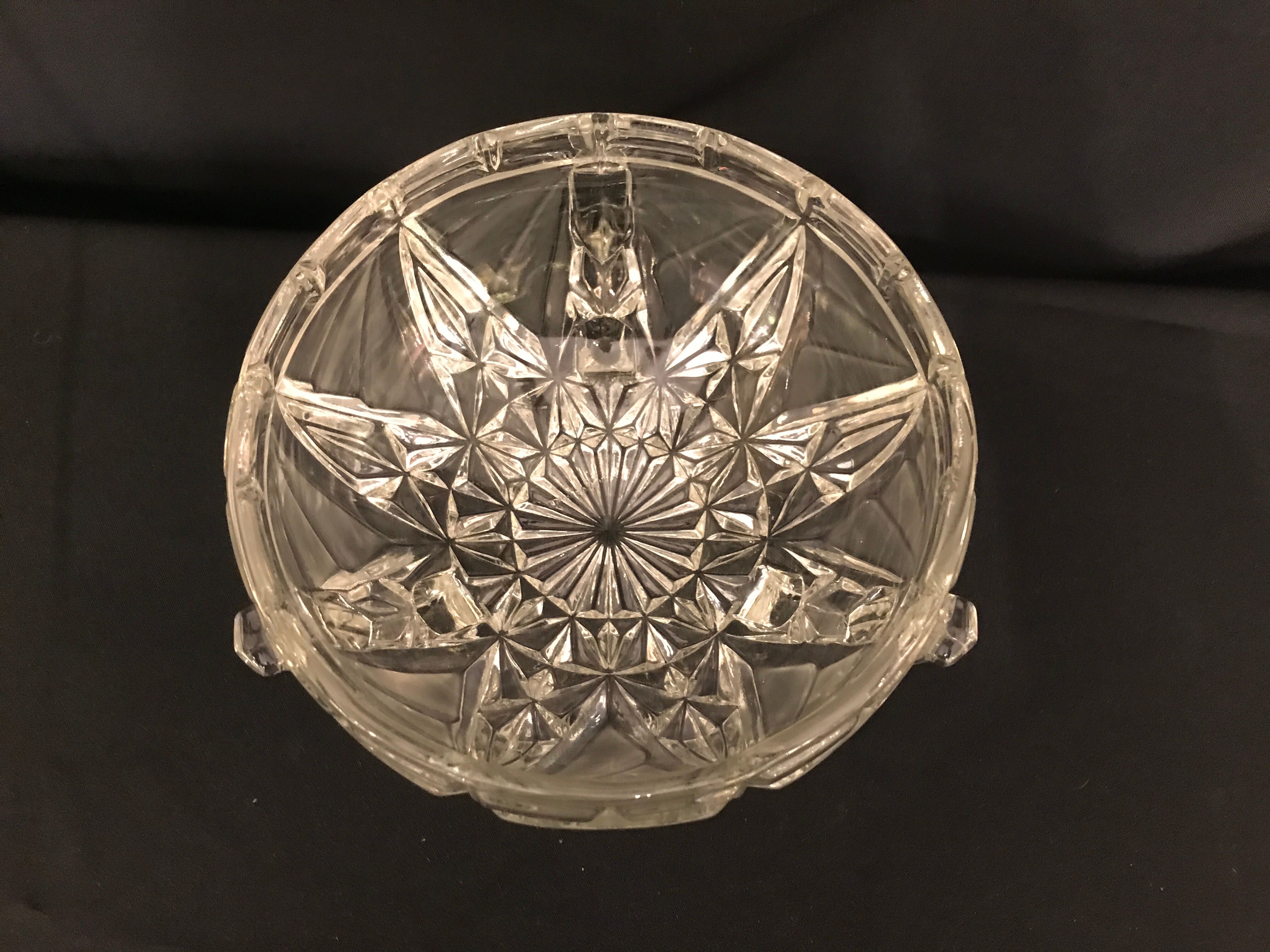 Libochovice Art Deco crystal salad bowl, 1930s, Czechoslovakia
