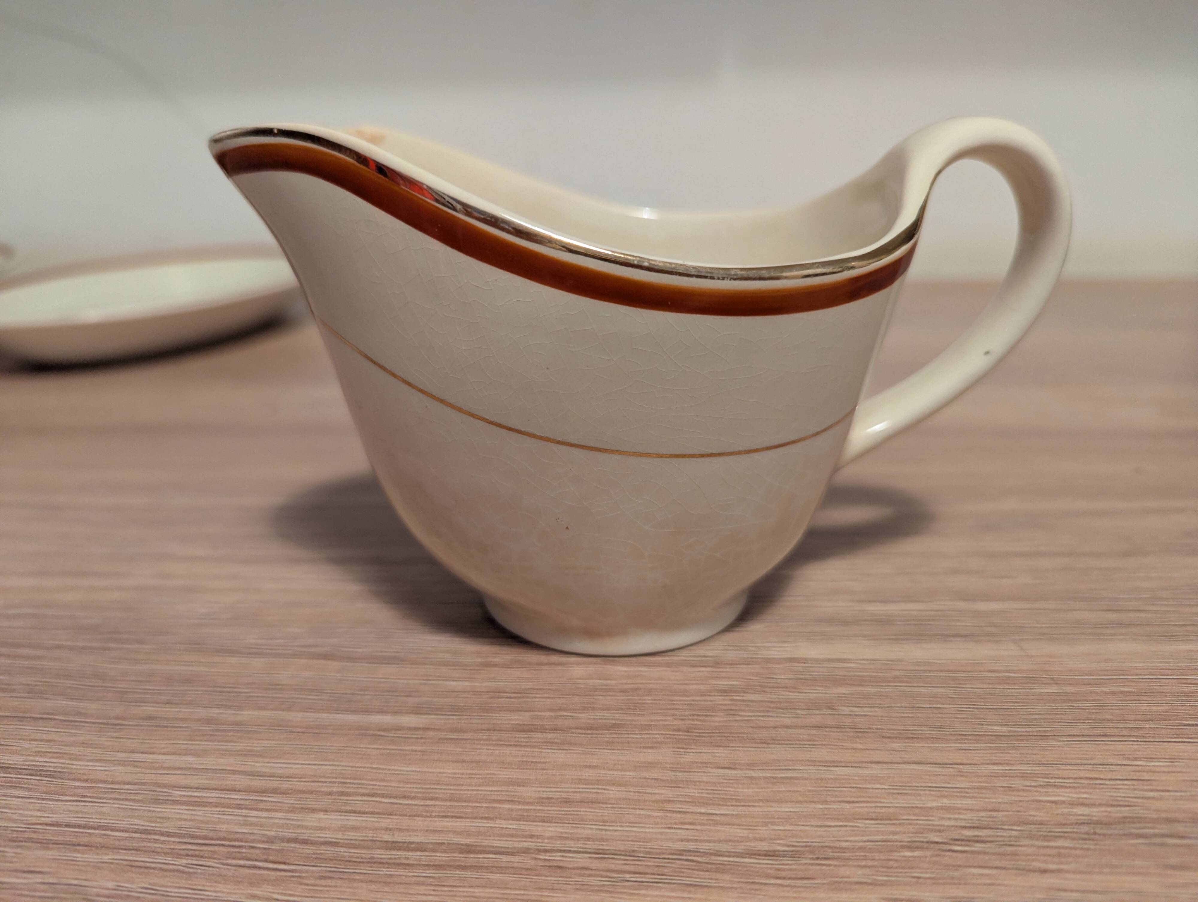 Large Longchamp set in France in earthenware Tea service, serving pieces