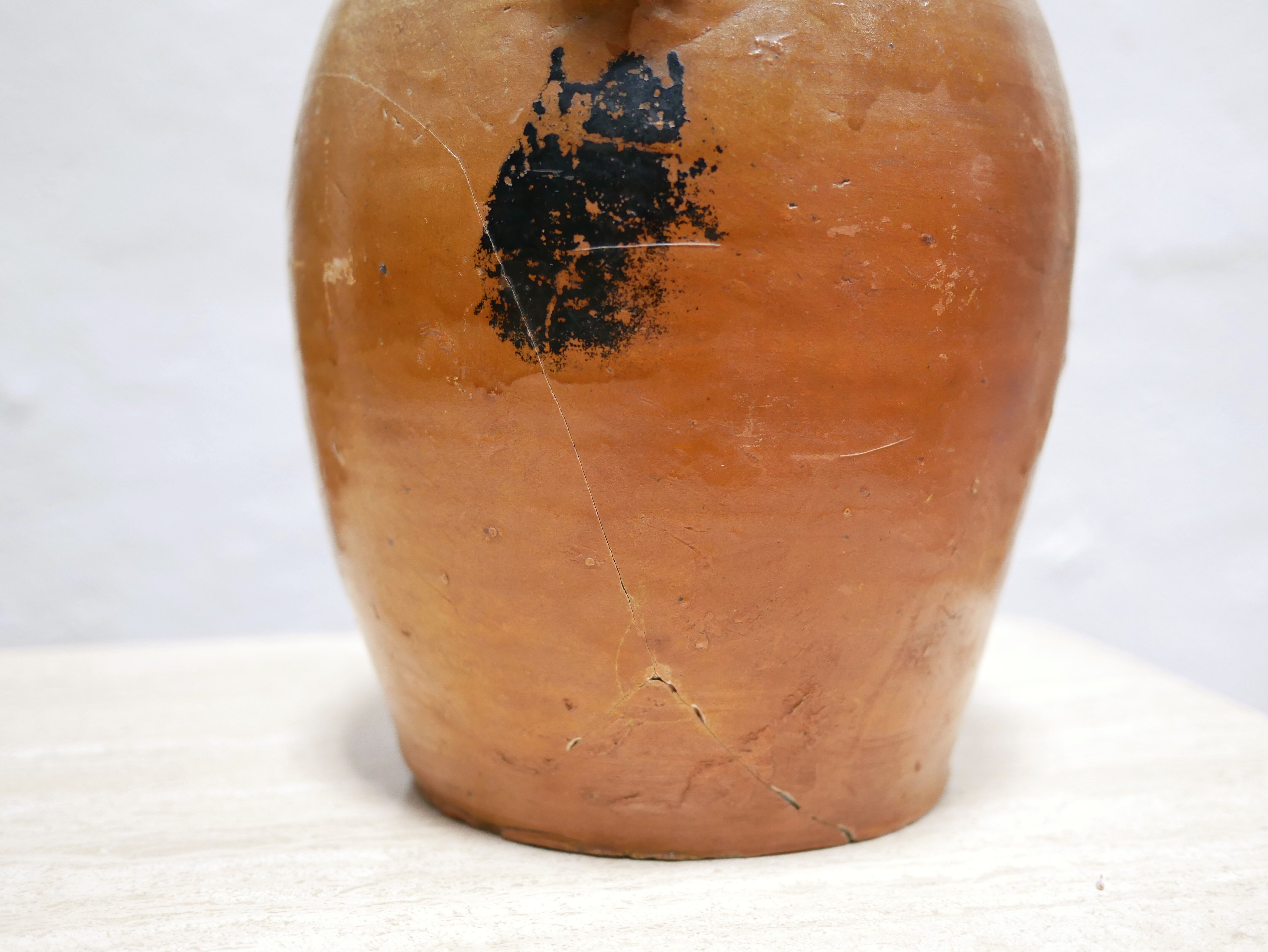 Pot à lait vintage en terre cuite vernissée