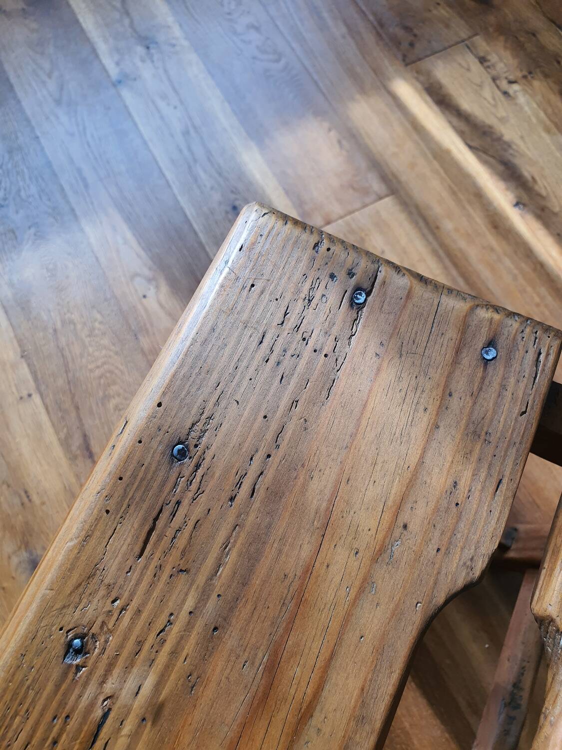 Antique wooden farm stool