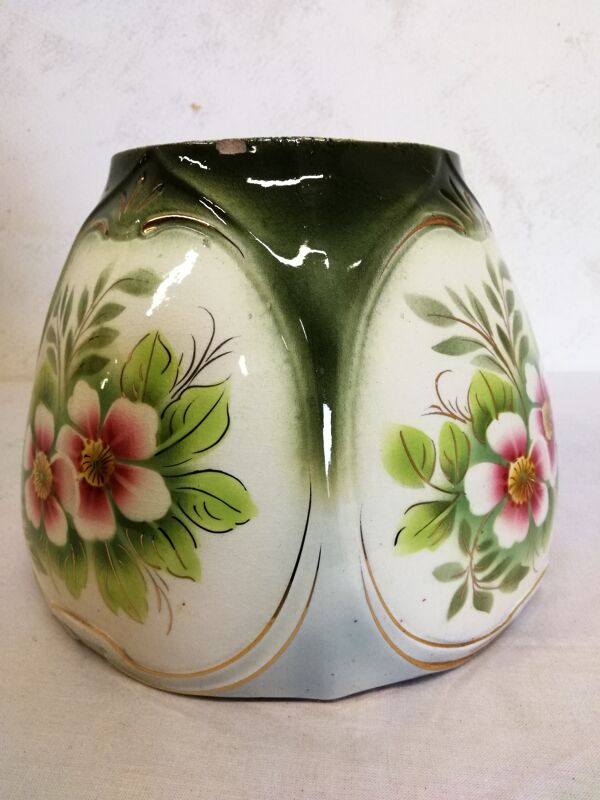 Cache pot ancien décor floral