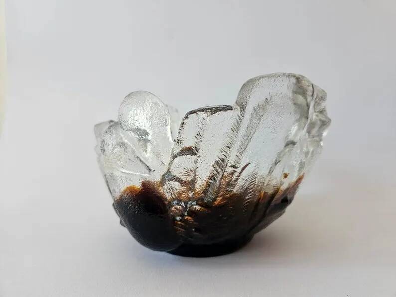 Midcentury Pertti Santalahti Glass Bowl, Humppila, Finland, 1960s