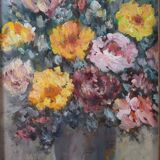 Painting Still Life Bouquet Flowers Oil on Panel