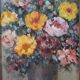 Tableau nature morte bouquet fleurs huile sur panneau