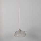 Vintage pendant light in molded glass and brass