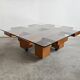 Mid Century Modern coffee table in elm wood with grid pattern by Marco Zanuso.