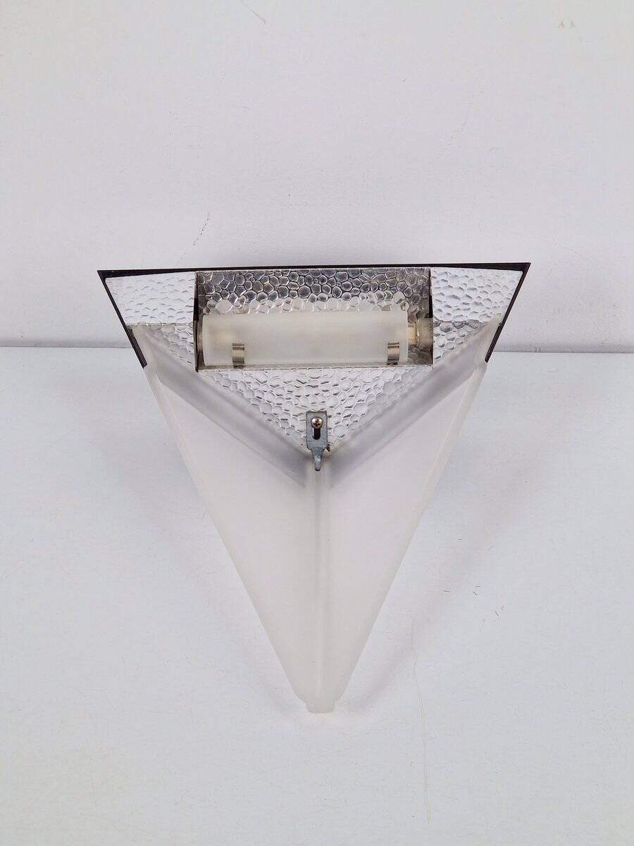 Postmodern Metal & Glass Wall Lamp, Italy, 1980s