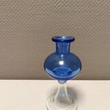 Vase with trumpet-shaped foot, in translucent and blue glass, model Lagune, 1974.