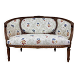 Louis XVI Style Basket Bench with floral fabric