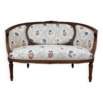 Banquette Corbeille De Style Louis XVI  tissu fleuri