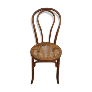 chaise bistrot cannée ancienne en bois tourné