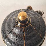 Art Deco Bonbonnière in Black Boom Hyalite Glass from the De Rupel Glassworks