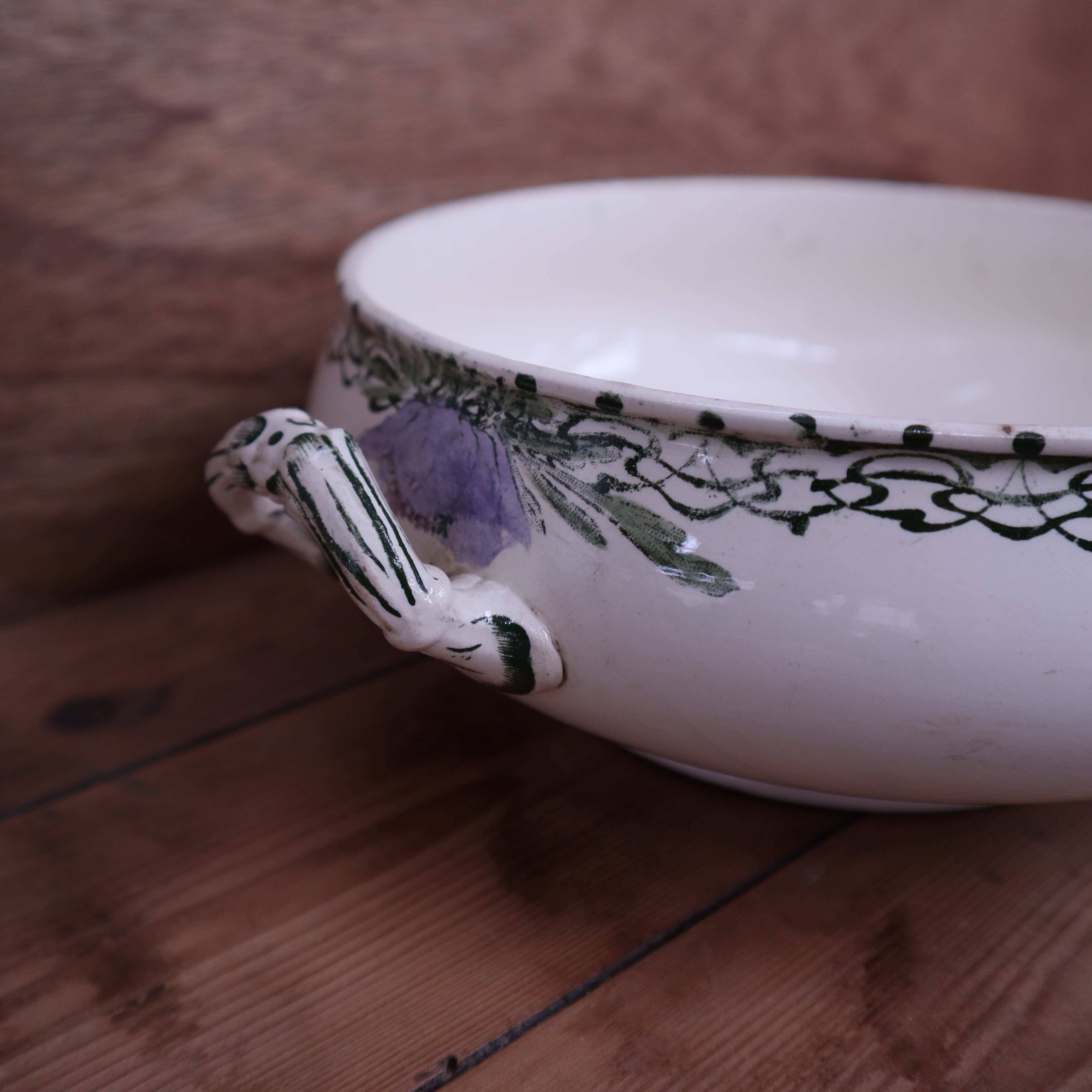 Salad bowl with handles Terre de Fer Creil and Montereau "Madrid"