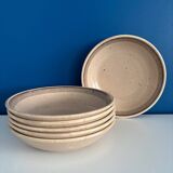 Lot de 6 Assiettes Creuses en Grès Signées Sarreguemines - Style Vintage Ru