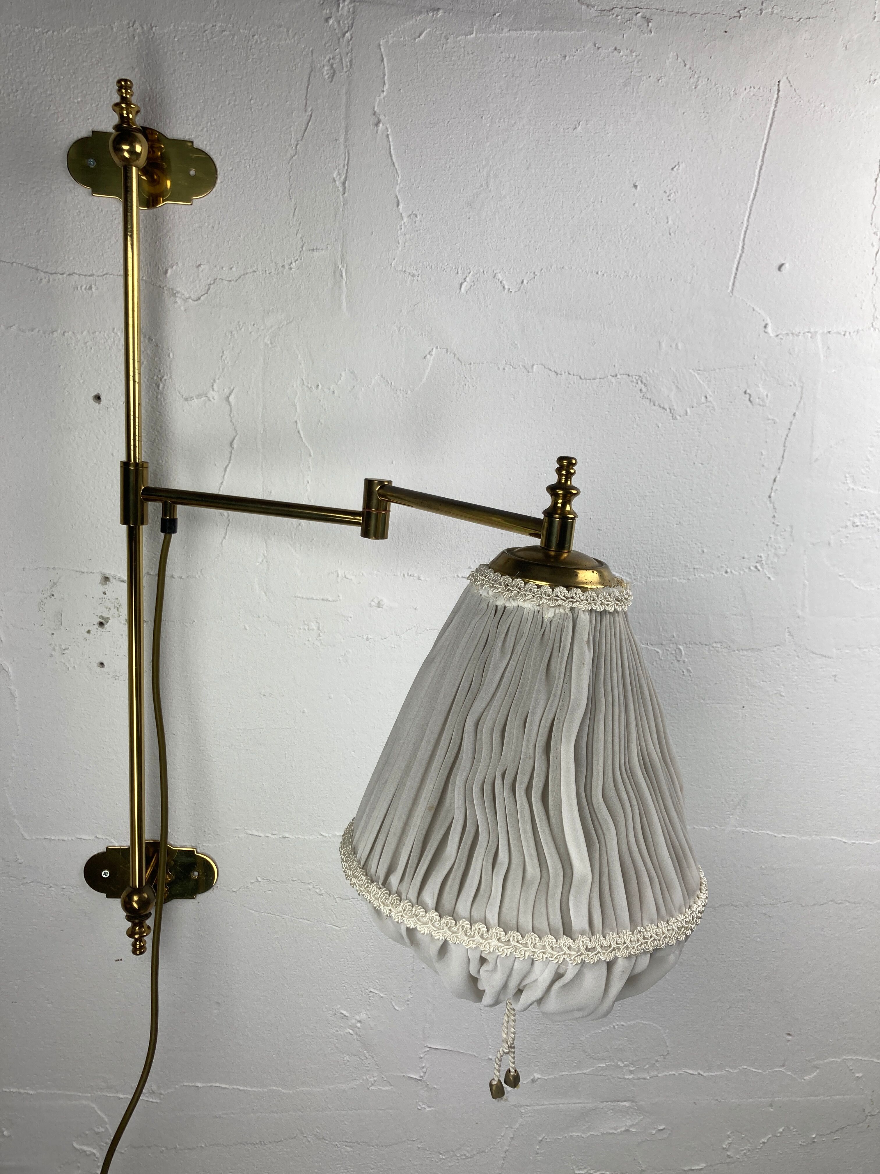 Brass art deco swivel arc wall lamp
