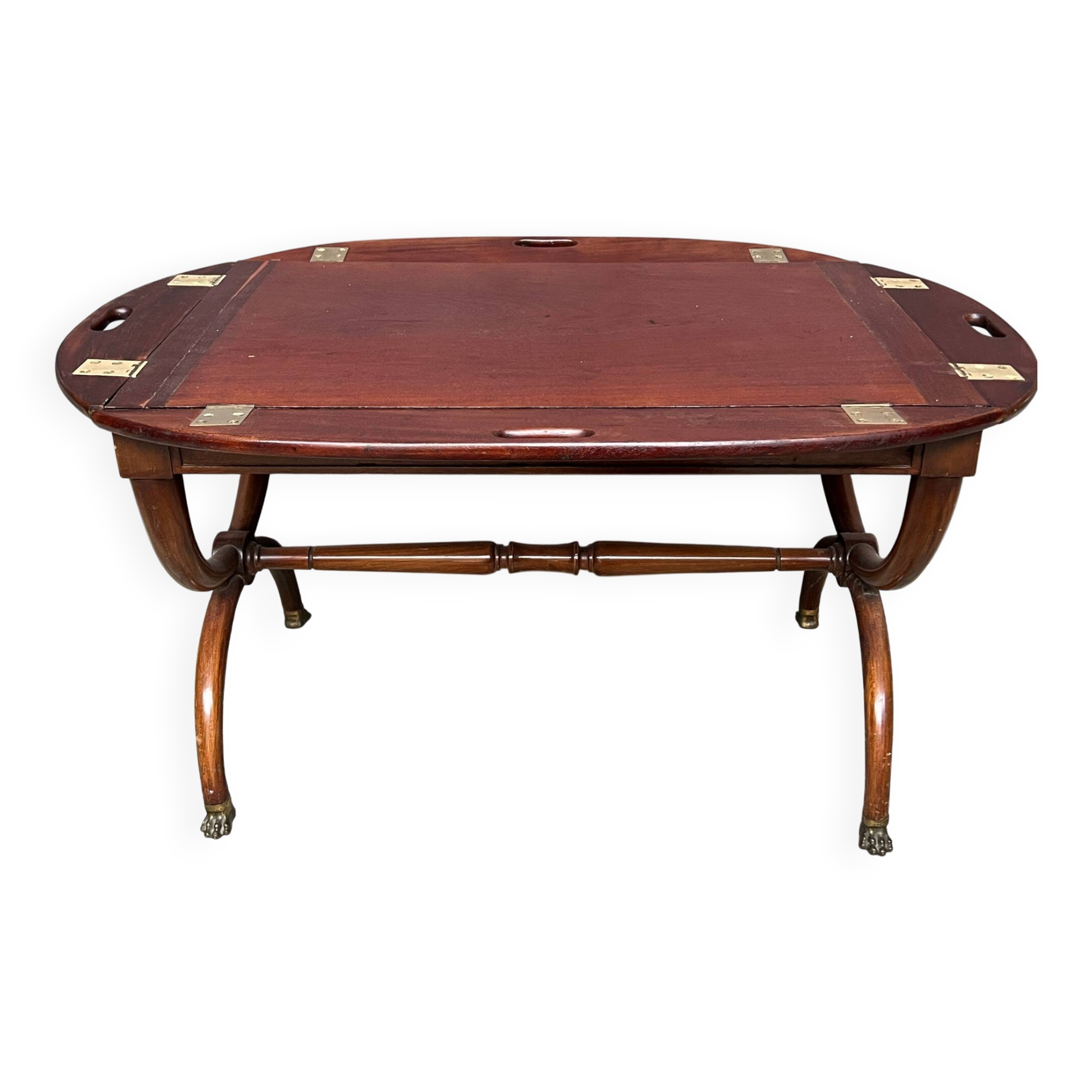 George III mahogany dessert table with 4 folding oval sides