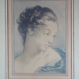 Portrait of a woman after François Boucher - chromolithography of Louis Marin Bonnet - XVIIIth