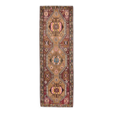 4x13 Kilim Long Wide Brown Handmade Turkish Kilim Runner Rug, 131x404 Cm