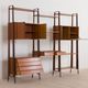 Italian teak wall unit with a desk and bar cabinet/secretarie, 1960s