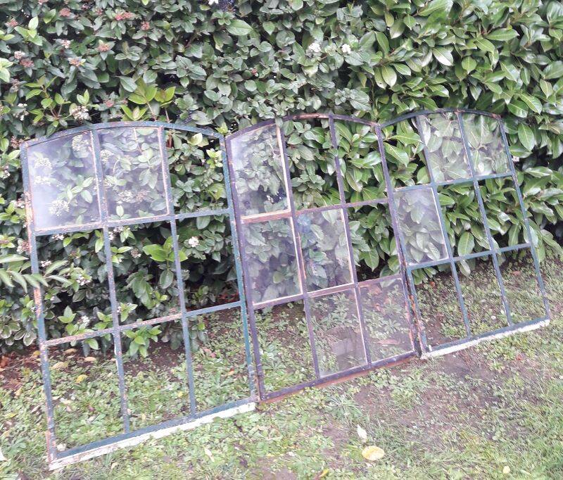 Industrial arched metal windows L73xH110 19th century glass roof