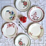 Old mismatched earthenware dinner plates