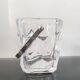 Vintage textured glass ice bucket - Brutalist style