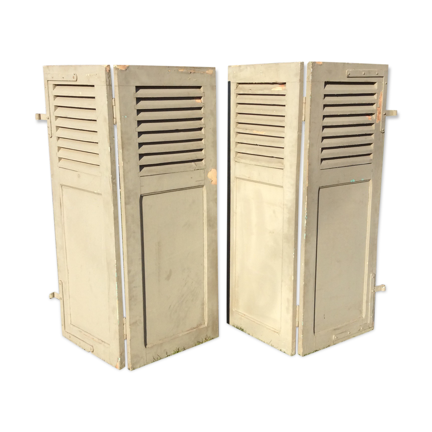 Pair of Persian shutters, old wood screen 2 fronts