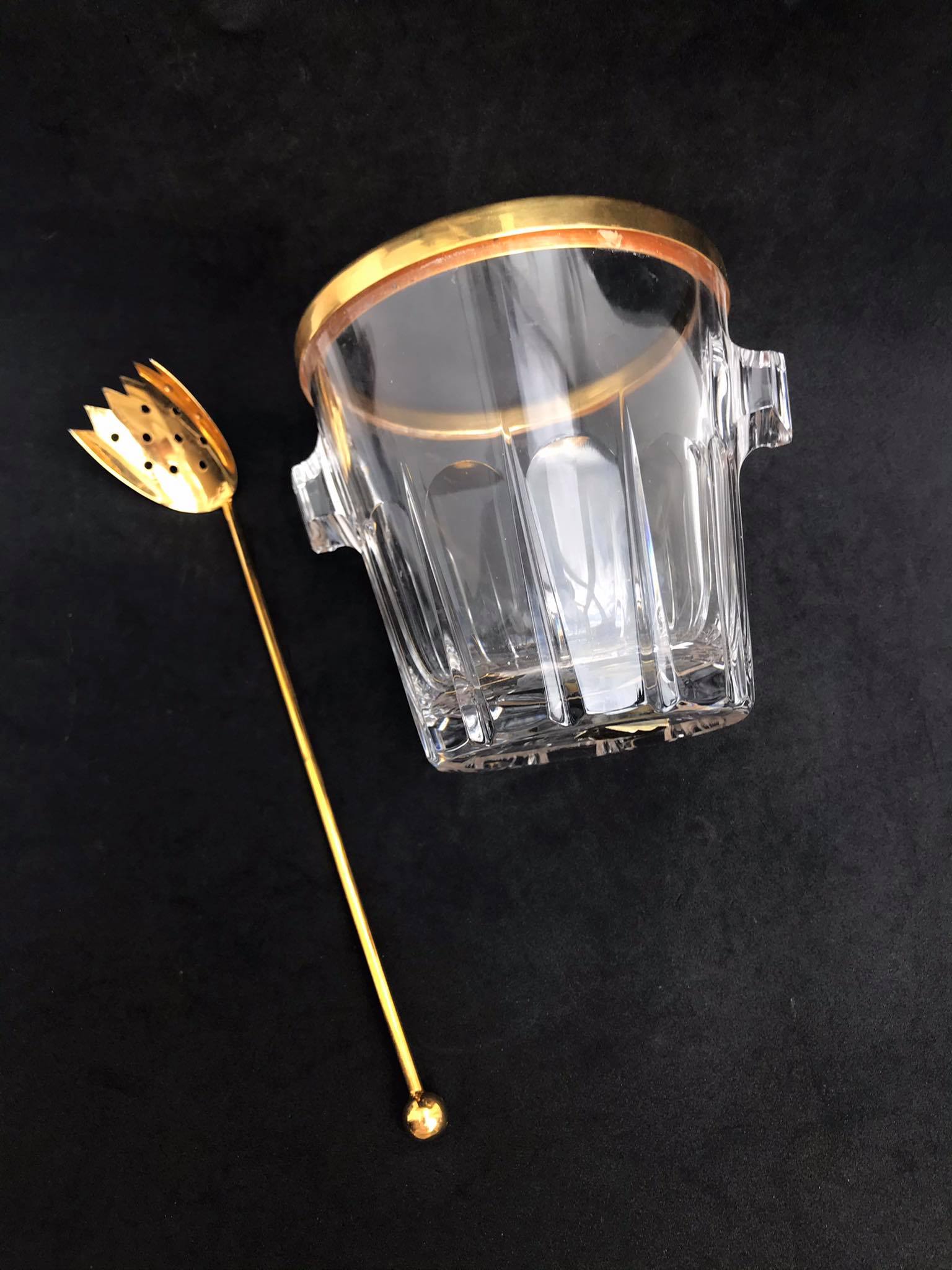 Ice bucket, moulded crystal made in Belgium by Val Saint Lambert
