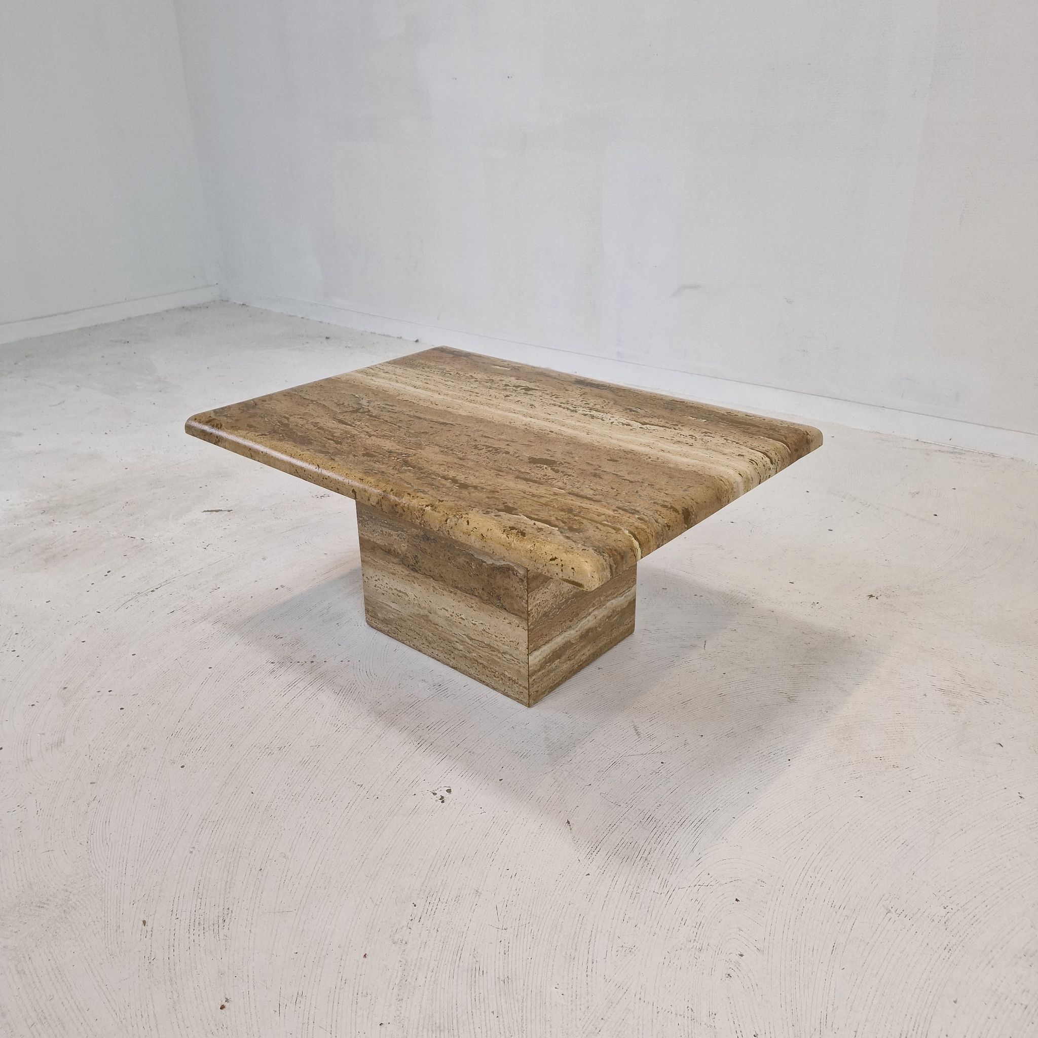 Italian coffee or side table in travertine, 1980s