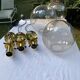 Set of three suspensions in glass and brass Limburg 70s