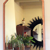 Art deco gold patinated metal mirror pink 65x105cm