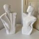 Duo Man Woman Plaster Busts - Style of Lindsey B. Balkweil