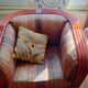 Red rattan and bamboo armchair, Maugrion salon