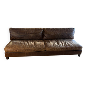 Canapé cuir marron vintage