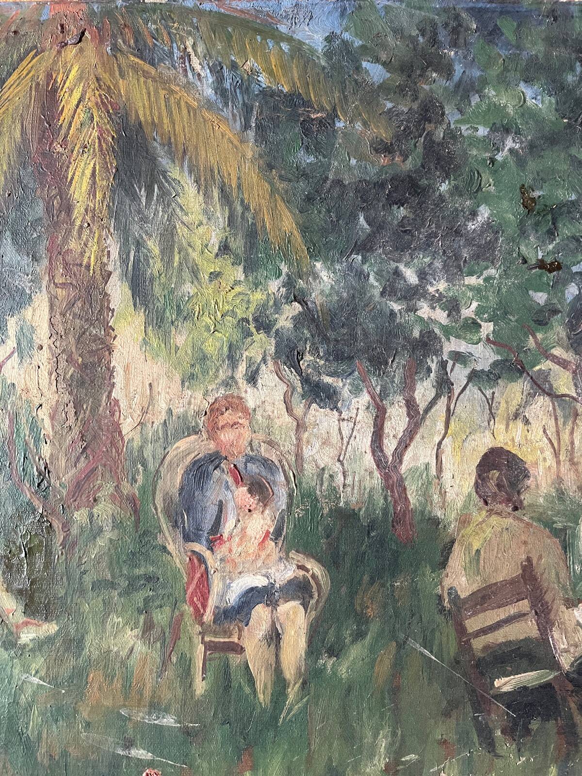 Oil painting on canvas "Lively Garden Landscape" signed