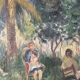 Oil painting on canvas "Lively Garden Landscape" signed