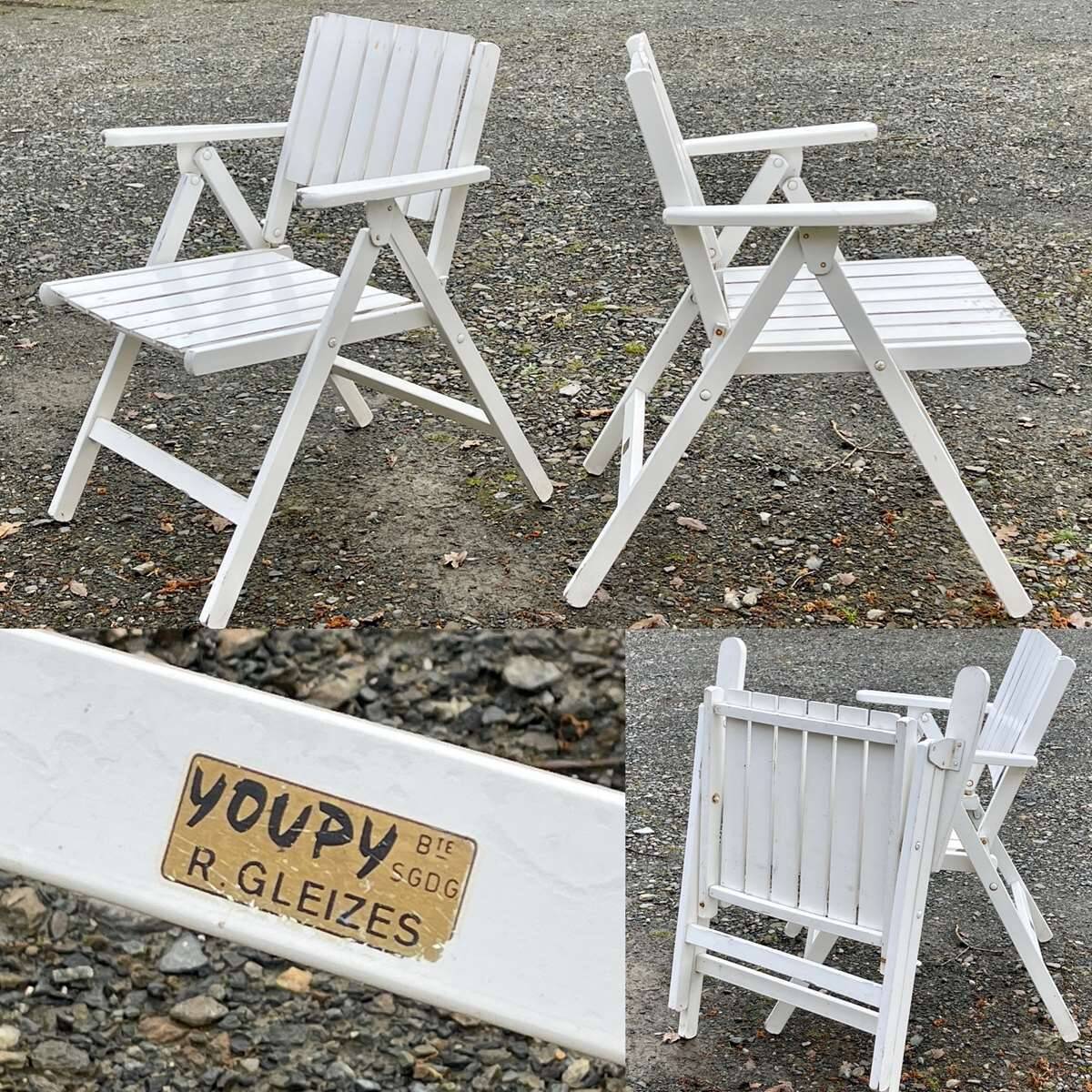 Pair of wooden garden armchairs from the 1960s from the youpy brand