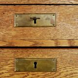 Vintage Industrial English Oak Filing Cabinet with Drawers, 1920s