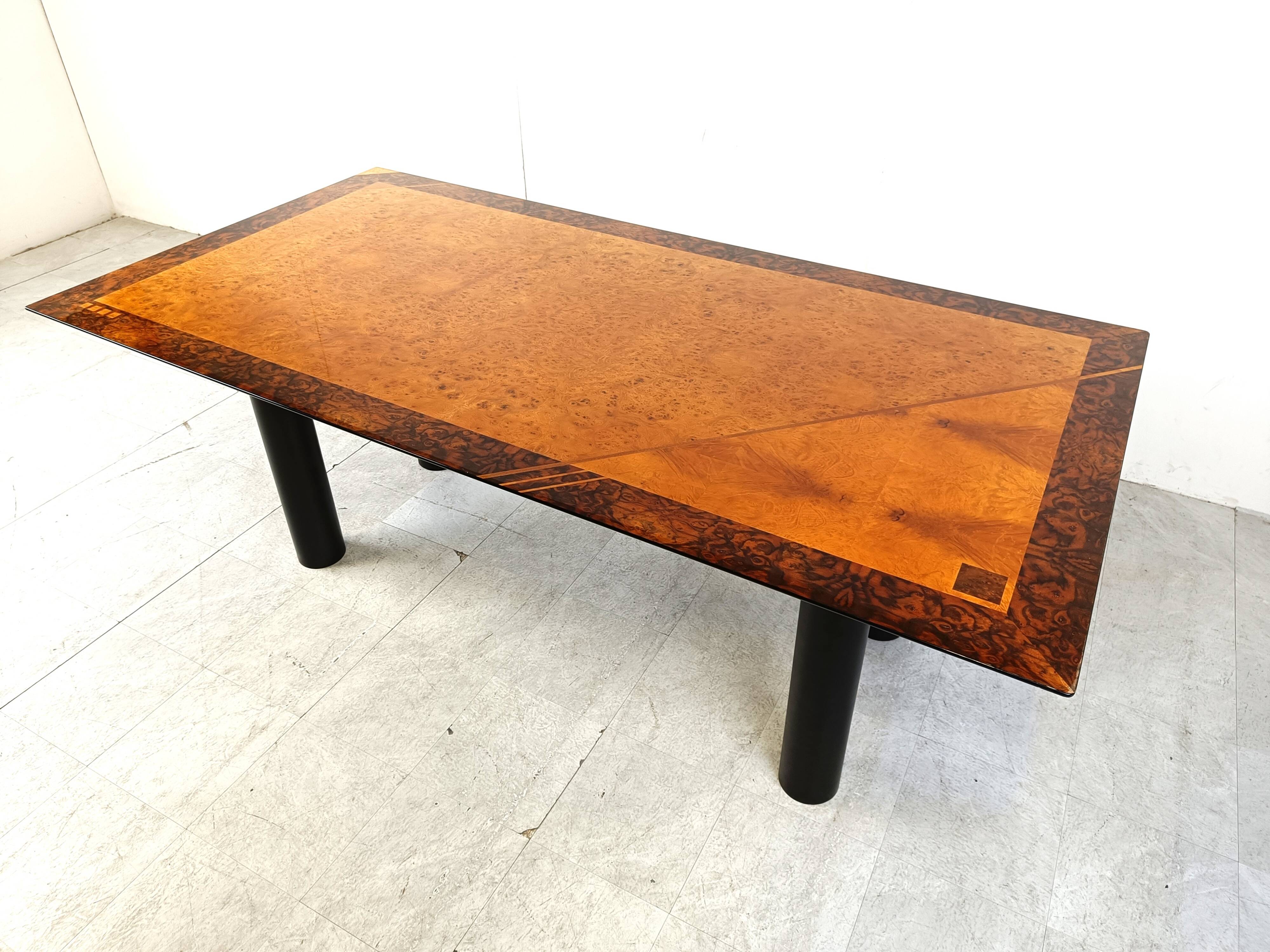 Oscar Dell Arredamento Italian Modern Burl Maple Dining Table by Miniforms