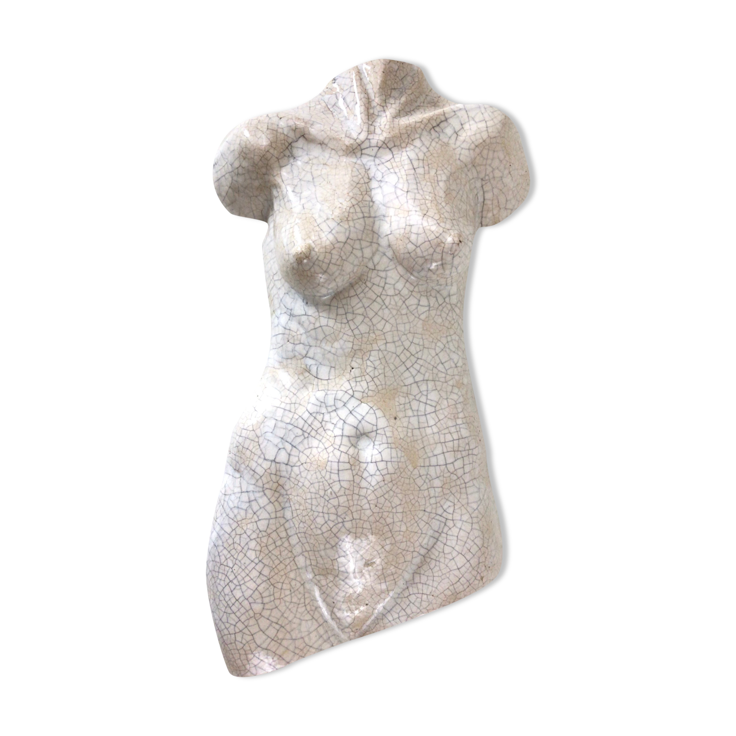 Woman bust in cracked ceramic Art deco