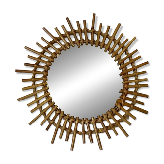 Miroir bambou vintage authentique