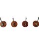 Set of 4 teak and brass coat hooks, Denmark 1960s
