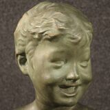 Sculpture in bronze painted terracotta bust of a child